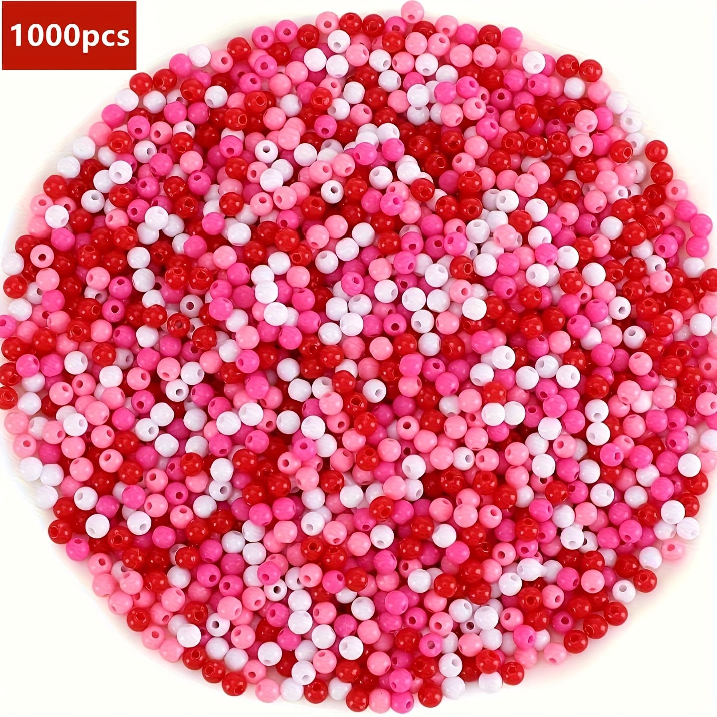 TEMU 1000pcs 4mm 's Day Craft Bead Set, Suitable For Diy Bracelet And Necklace Jewelry Making