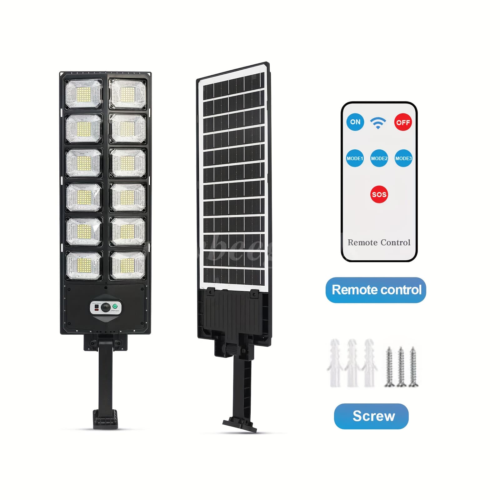 TEMU Solar Street Light Waterproof 200led/504 Led Solar Parking Street Light (dusk To Dawn) With Foldable Bracket Solar Flood Light Wide Angle Motion Sensor And Remote Control Garden Lamp