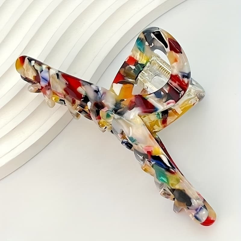 TEMU Acetate Hair Clip, Cross Geometric Hair Claw, Hollow-out Updo Shark Clip For Daily Wear, Holiday Gift Hair Claw
