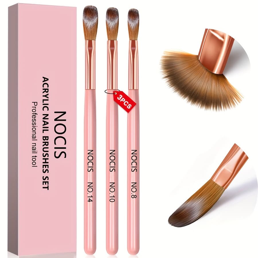 TEMU 3pcs Nail Art Brushes Set, Nail Art Design Tools, 3d Builder Nail Gel Brush, Professional Acrylic Nail Drawing Pen, Nail Art Brush For Nails Extension & 3d Nail Carving