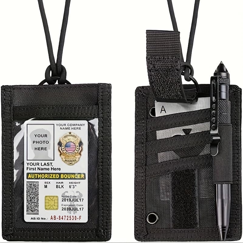 TEMU 2d Id Card Holder, Hook & Loop Patch Badge Holder Detachable Quick Rip-away Badge Holder With Key Ring And Adjustable Neck Lanyard