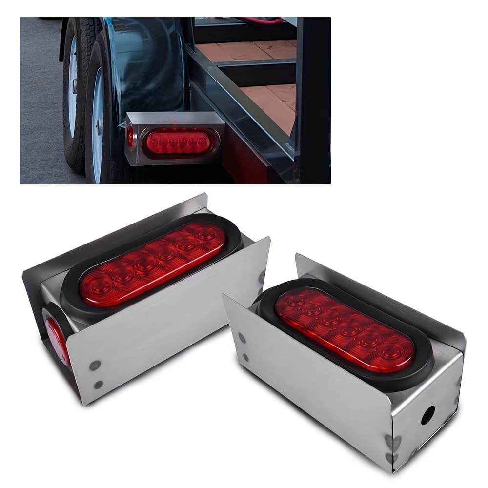 TEMU Trailer Tail Lights, Led Trailer Lights, Steel Trailer Light Boxes, 6 Inch Oval Trailer Lights, 2" Led Amber Round Trailer Marker Lights, Trailer Tail Lights Led