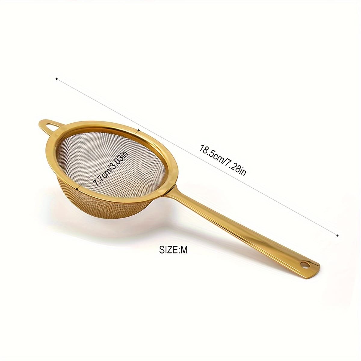 TEMU 1pc Golden Stainless Steel Filter Screen, Household Round Funnel Strainer, Kitchen Cake Baking Powder Sieve Tool