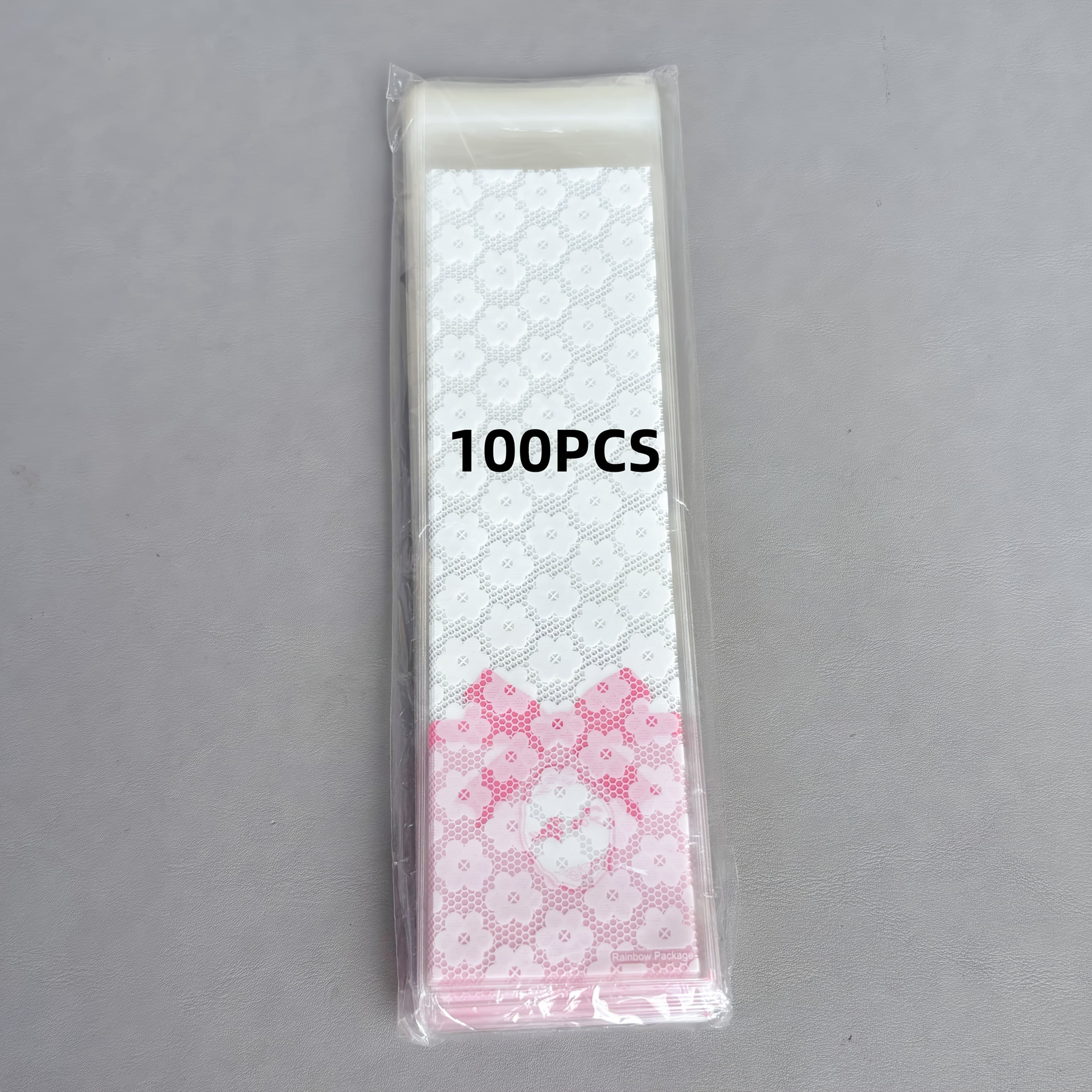 TEMU 6 X 23cm Long Rectangular Plastic Opp Bags White Bow Self-adhesive Bags 50/100pcs