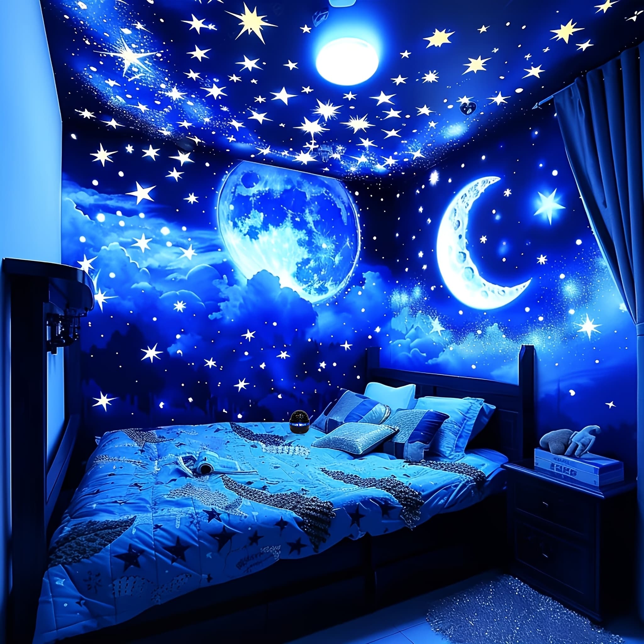 TEMU 1pc Star Projector Lamp Plug-and-play Suitable For Bedrooms, Rgb Color-changing Ceiling With Projection, -free Operation, Modern Night Gift For, Home Theater, Ambient Lighting For Room Decor