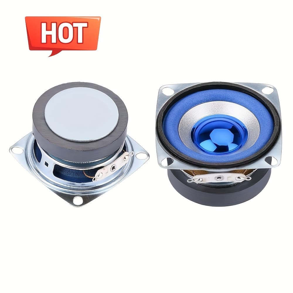 TEMU 2pcs Professional 52mm 2-inch 6w 4 Ohm Full Range Speaker - Mini Square Small Speaker - Blue - - Used
