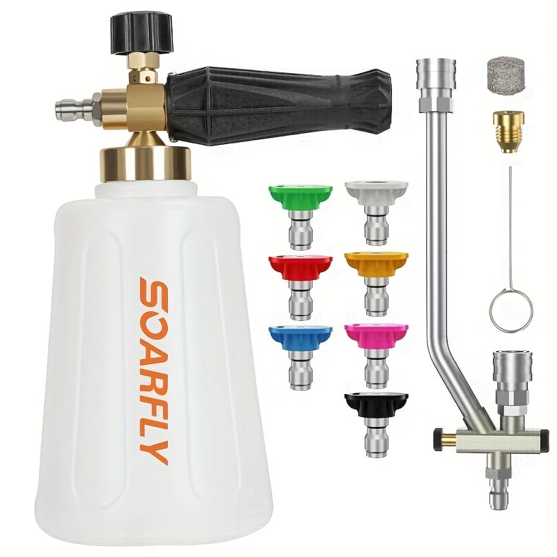 TEMU Sprayer With 7 Adjustable Nozzles, Foam Pot For Car Wash Machine, With 1/4 "quick Connection, Battery-free, Suitable For Car, Lawn, Garden And Outdoor Use, Designed For Lawn Care Users