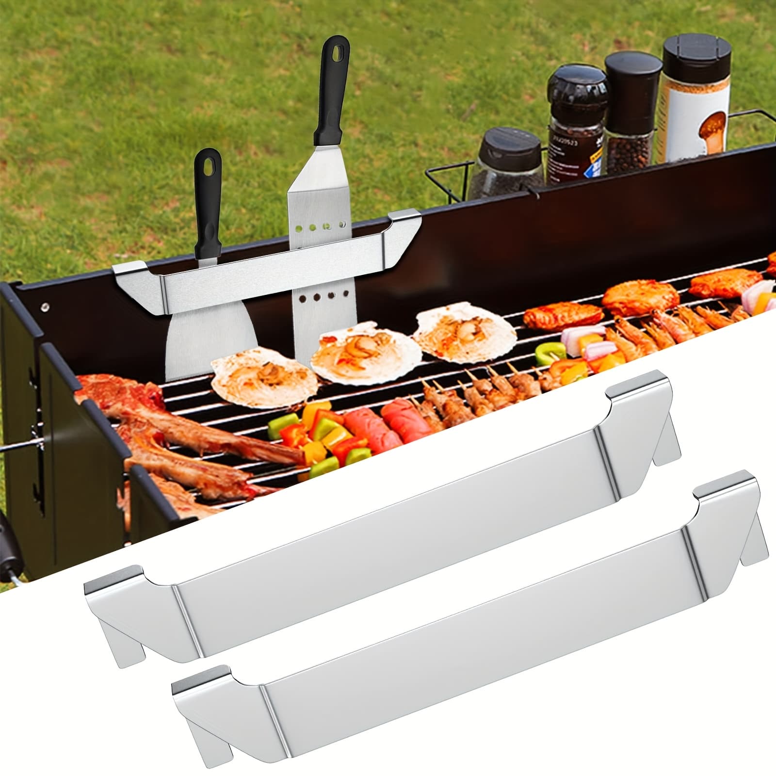 TEMU 2 Pack Stainless Steel Griddle Spatula Stand, Grill Barbecue Tool Rack Hold Rack Griddle Additions Holder For Blackstone, , Outdoor Camping Picnic , Make Outdoor Barbecue Work Easier