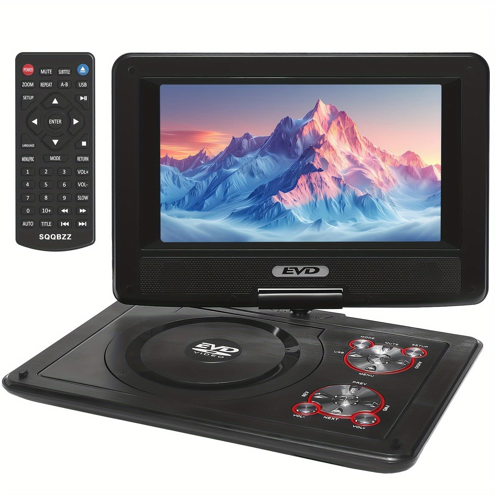 TEMU 9.5-inch Portable Dvd Player, Suitable For Road Travel, Parent-child Childcare, Holiday Gifts, Complimentary Car Charger, Adapter, Multiple From, No Restrictions, Video Pixels Up To 720 X 576