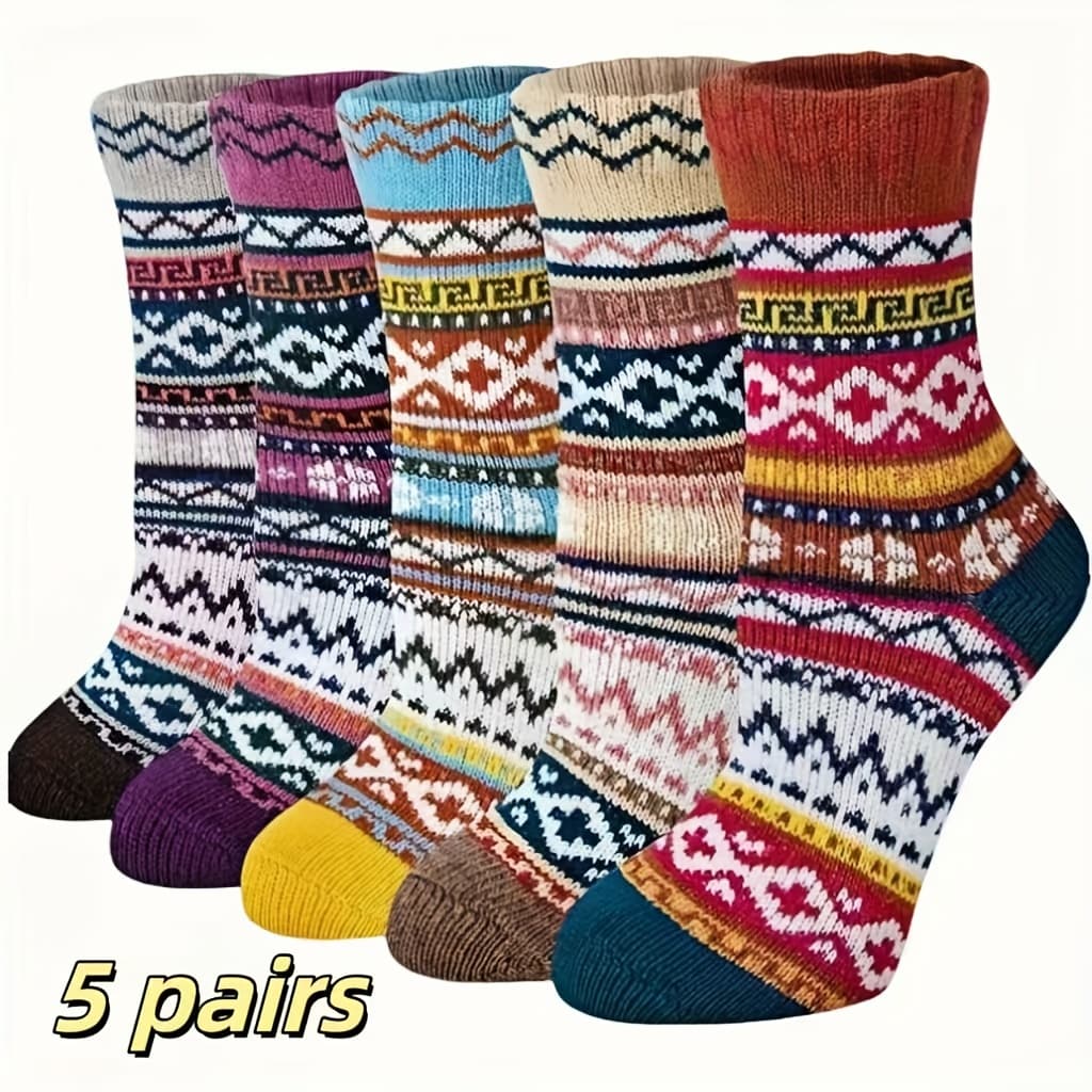 TEMU 5/3 Pairs Of Men's And Women's Thick Autumn Winter Colored Warm Mid-tube Wool Socks