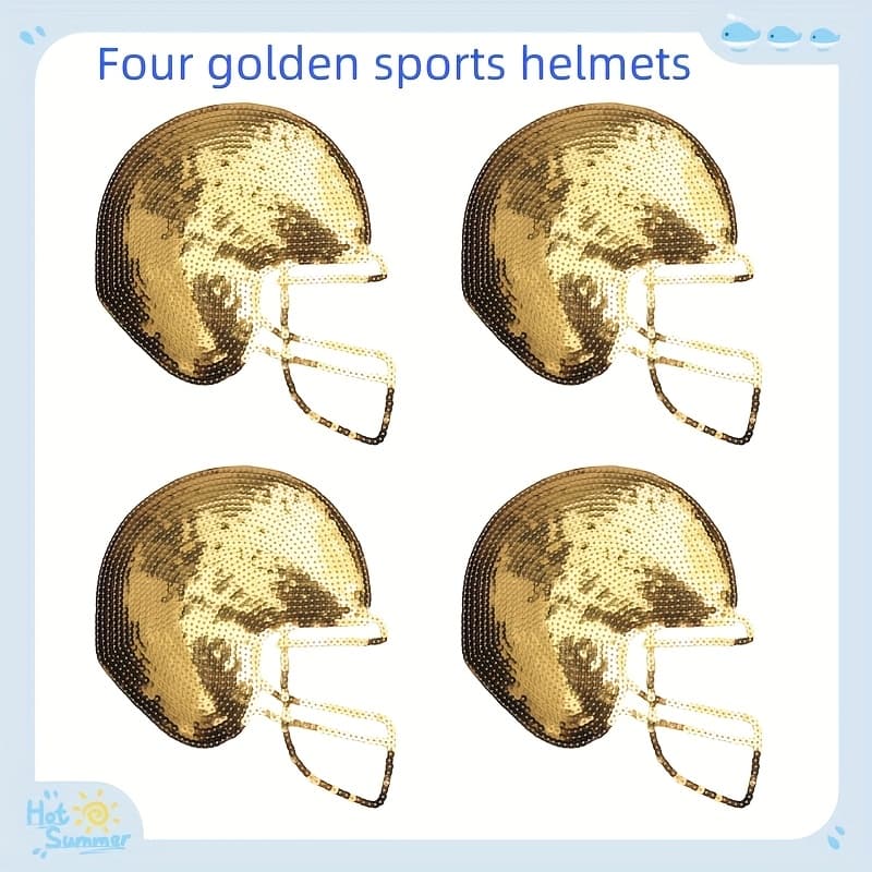 TEMU A Set Of 4 Helmets, Football And Baseball Helmets, Sequins, Embroidered Fabric Stickers, Ironed Artistic Patch Stickers And Decorative Stickers
