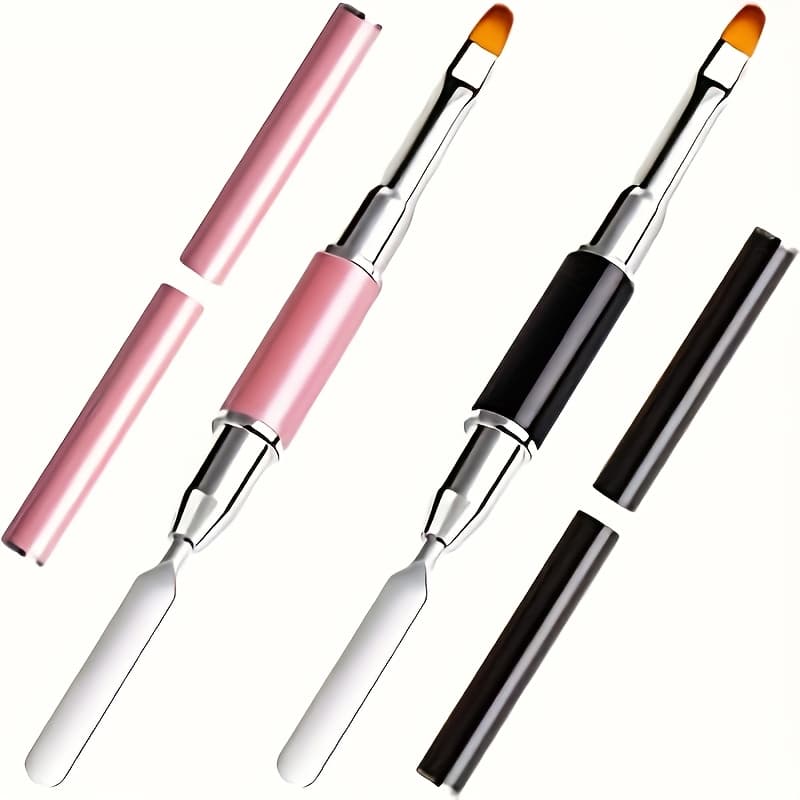 TEMU 2pcs Set Of Uv Gel Double-headed Nail Brushes - Precision Nail Pens For Detail Design, Carving And Decoration - For Nail -
