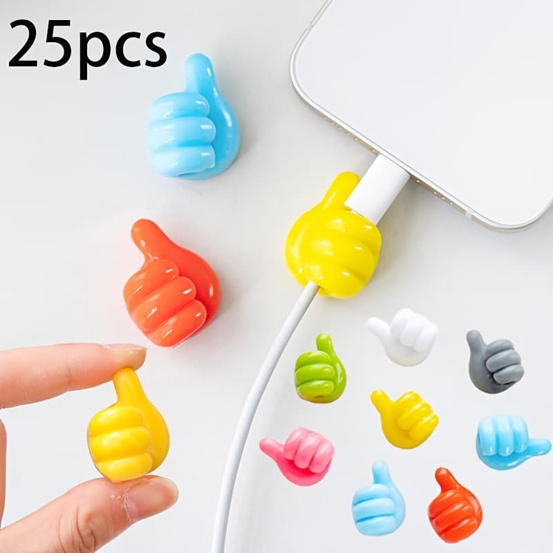 TEMU Set Of 25 Adhesive Finger-shaped Cable Organizers, Vibrant Colors, For Drilling, , , Ideal For Managing Cables In Home, Office, Kitchen, Bedroom, And For Devices Like Cell Phones And Laptops
