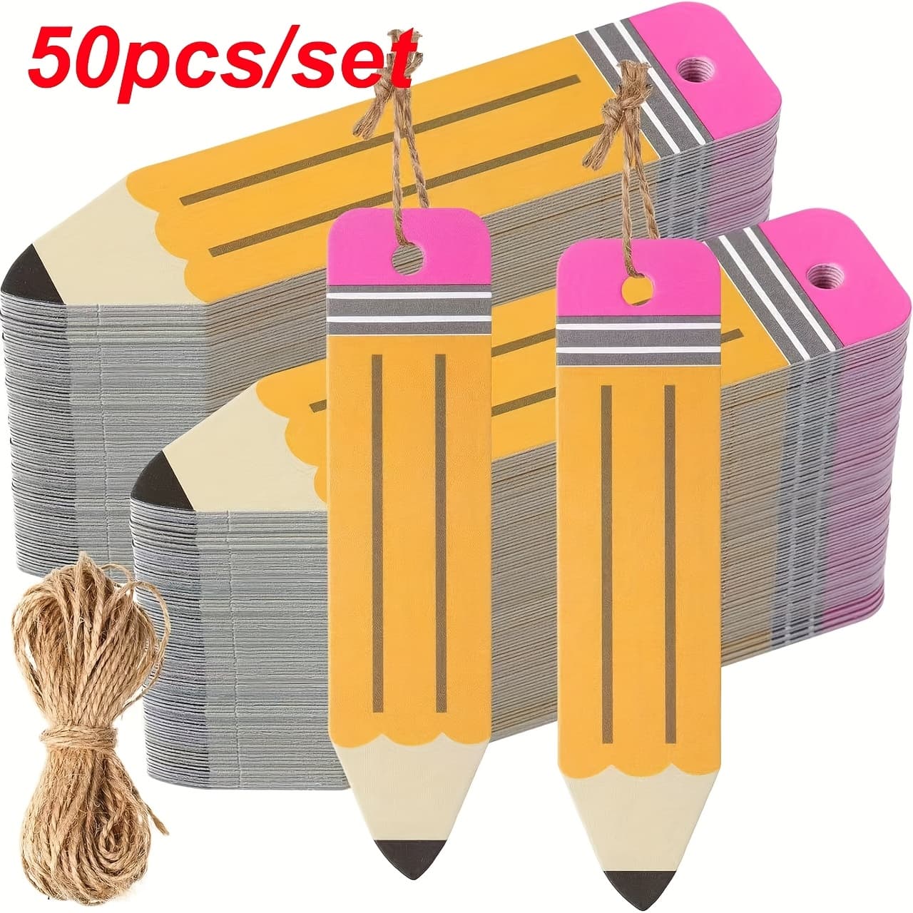 TEMU 50 Sheets/pack Back-to-school Pencil Gift Tags With Hang Tags, Thank You Gift Cards For , Party Packaging Decorations