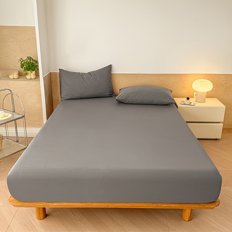 TEMU Set Of 3 Soft And Cozy Bed Sheets With A Mattress Cover, Featuring Cooling Bedspreads And A Layered Fitted Sheet In A Solid , Perfect For Bedrooms, Guest Rooms, And Protecting Hotel Mattresses
