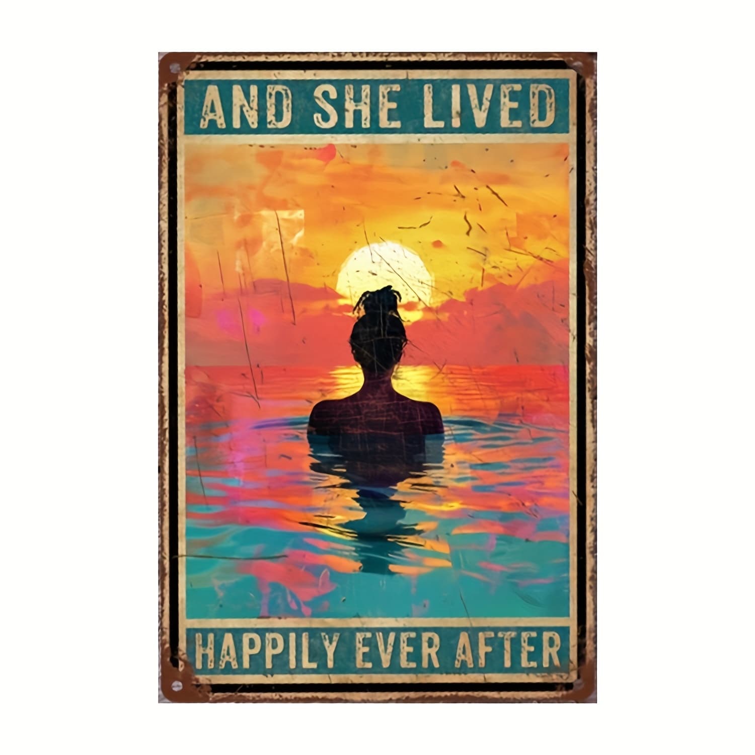 TEMU 2d Flat 1pc And She Aluminum Sign 8x12 Inch Waterproof Pre-drilled Vintage Wall Plaque Indoor Outdoor Home Decor