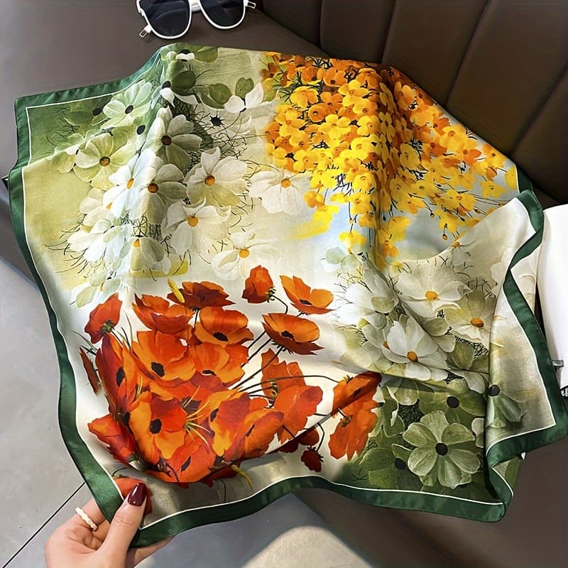TEMU New Retro Print Appropriation Professional Casual Full Print Spring Summer Easy Scarf Floral