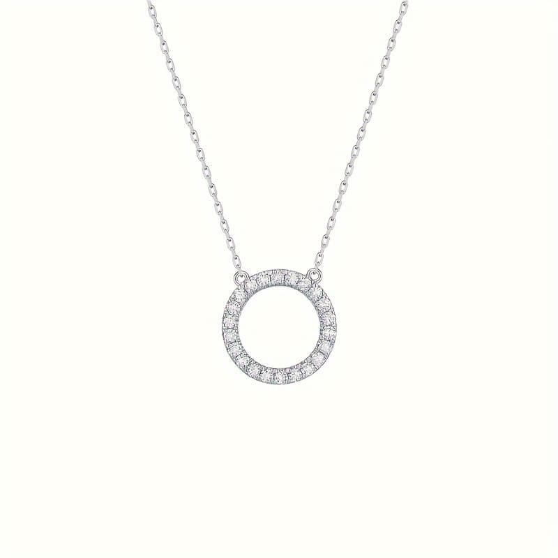 TEMU Elegant And Simple Round Synthetic Zirconia Pendant Necklace For Women, Daily Casual Wear, Valentine's Accessory, Colors