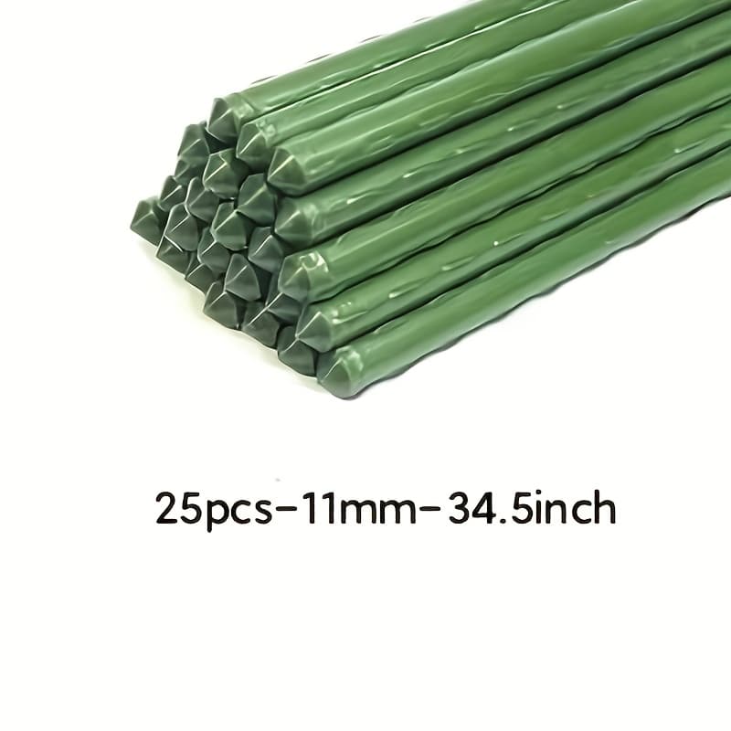 TEMU Plant Stakes, 25/50pcs Extra-long 34.5in Heavy-duty Plastic Coated Garden Stakes For Plant Support And Organization - Sturdy, Weather-resistant, And