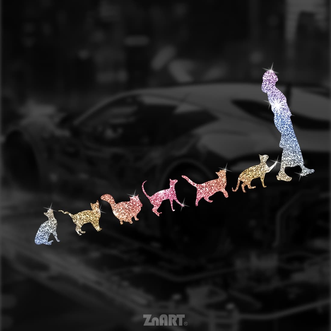 TEMU 1pc Vinyl Glitter Sticker, Self-adhesive Paper Sticker For Ladies Cat For Cars, Trucks, Walls, Laptops. Shiny Stickers To Any Flat , Are Easy To Remove, Leave No Sticky Residue, And Can Only