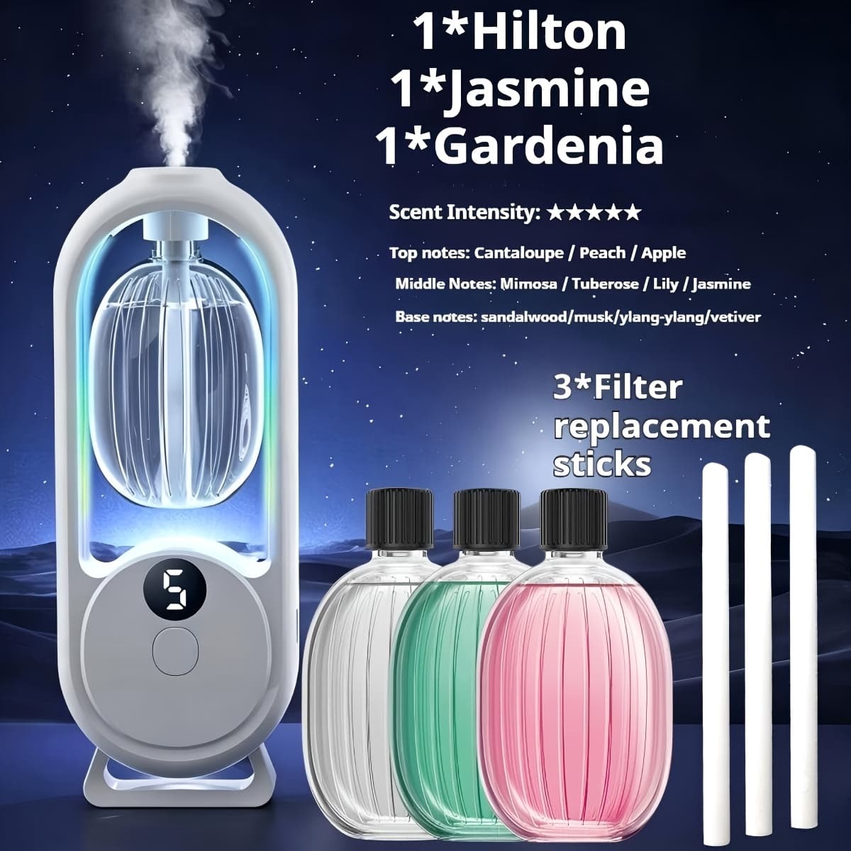TEMU Nano Machine, Diffuser With Night Light, Uses Smart Ultrasonic , 50ml Capacity, Leak-proof, No Residue, Professional Aromatherapy Device For Large Rooms And Offices - Includes Aromatic Oil