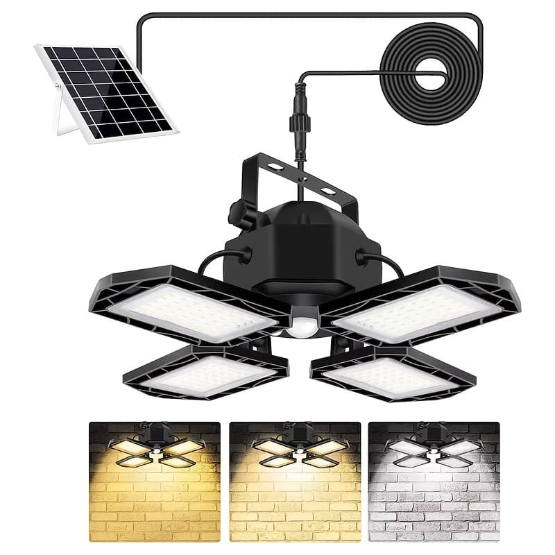 TEMU 168 Led Solar Ceiling Light With Foldable & Semi-recessed Installation - Hanging Fixture Suitable For Garage,, Canopy, Indoor Lighting, -controlled, Plastic Housing, Installation (no)