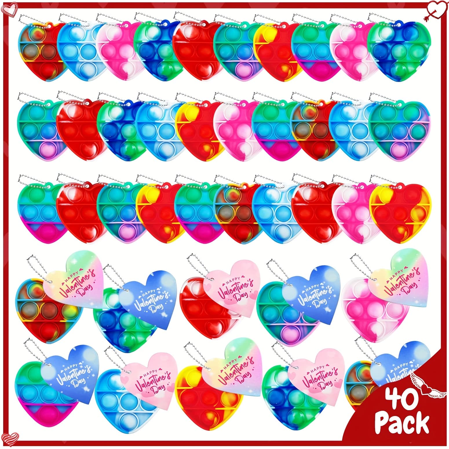 TEMU Mezhobby 40/80/120pcs Mini Pop Toys With 40pcs Cards, Valentines Day Gifts For Kids, Valentines Day Cards For Kids Classroom, Fidget Toys Bulk For Class Gift Exchange, School Game Prizes