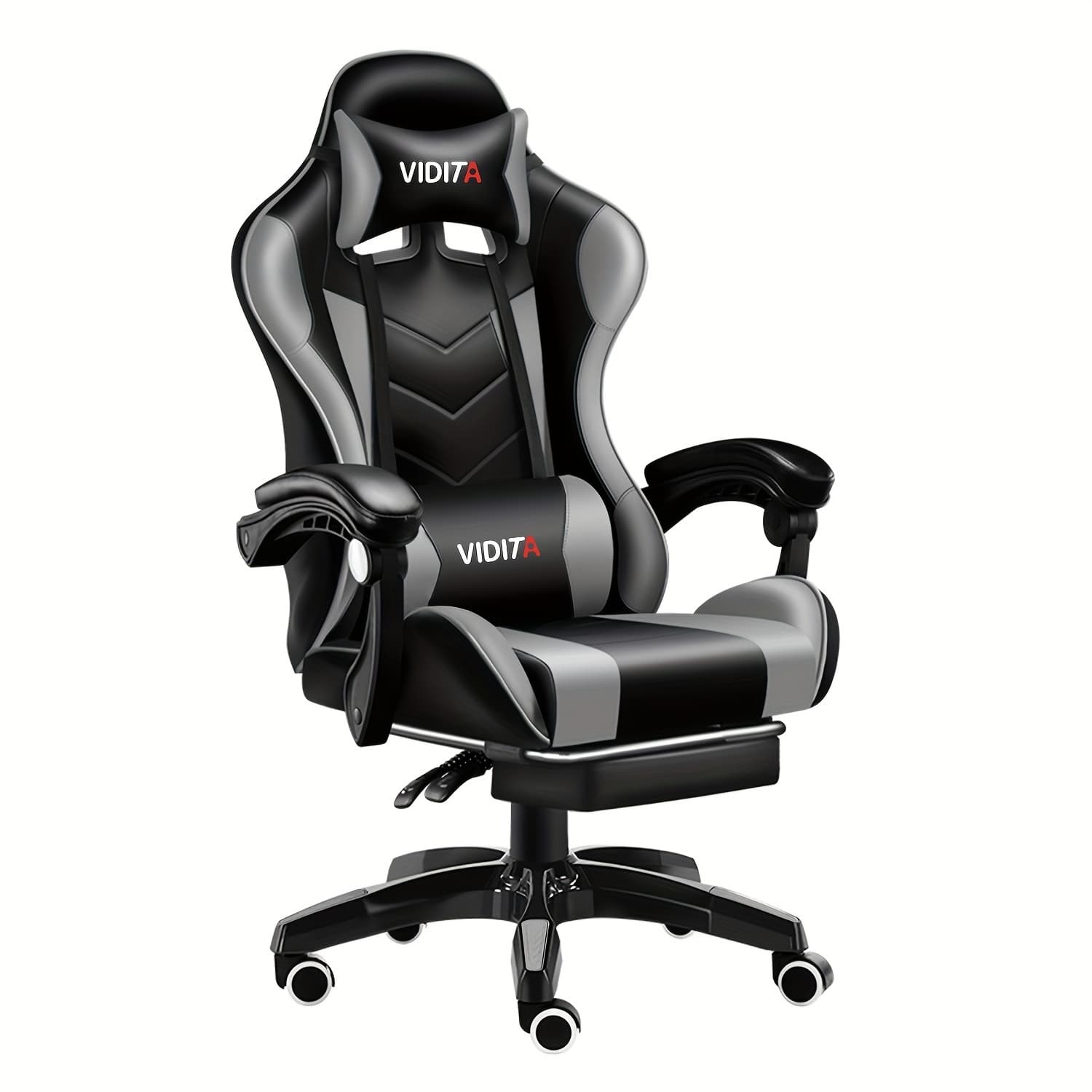 TEMU Ergonomic High-back Gaming Chair With Footrest - Pu Leather Reclining Office Desk Chair Suitable For , Adjustable Swivel Lumbar Support & Gamer Chair