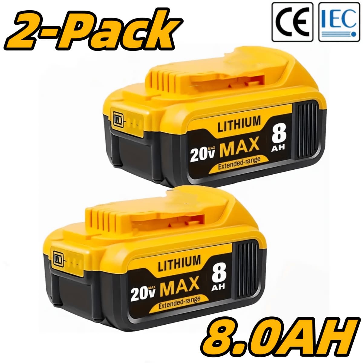 TEMU 1/2/4 Pack 8.0ah 20 Volt Replacement For 20v Lithium Ion For Bateria Dcb200 Dcb204 Dcb206 Dcb201 Dcb203 Dcb181 Dcb180 20v Dcb200 With Battery Adapter Phone Charging