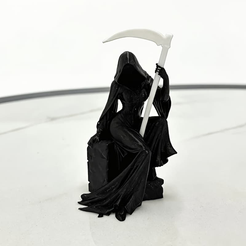 TEMU A Dark-themed Decorative Piece Featuring A Female Reaper With A , Designed For Tabletop Display. This Artistic Sculpture Embodies A Mysterious And Dark Atmosphere