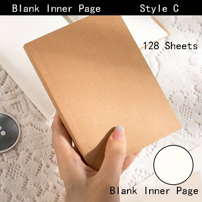 TEMU A6 Pocket Thickened Notebook 256 Pages 128 Sheets Line Blank Grid Inner Pages Paper Cover Small Notepad Book