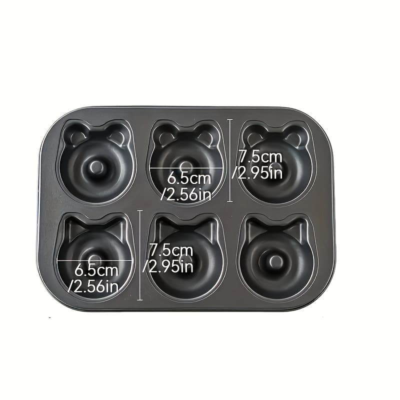 TEMU 1pc 6-hole Donut Pan, Cute Cat And Bear Shapes, Cartoon Animal Donut Molds, , Bread Chocolate, Cake Muffins And More