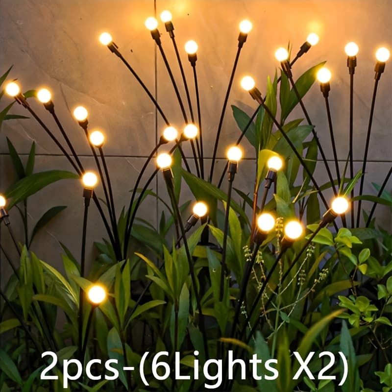 TEMU 6/8/10led Solar Firefly Lights Led Solar Firefly String Lights 2pcs- Solar-powered, Weather-resistant Outdoor Lights, Suitable For Courtyards And Yards, , With Hardware Included, Ipx5