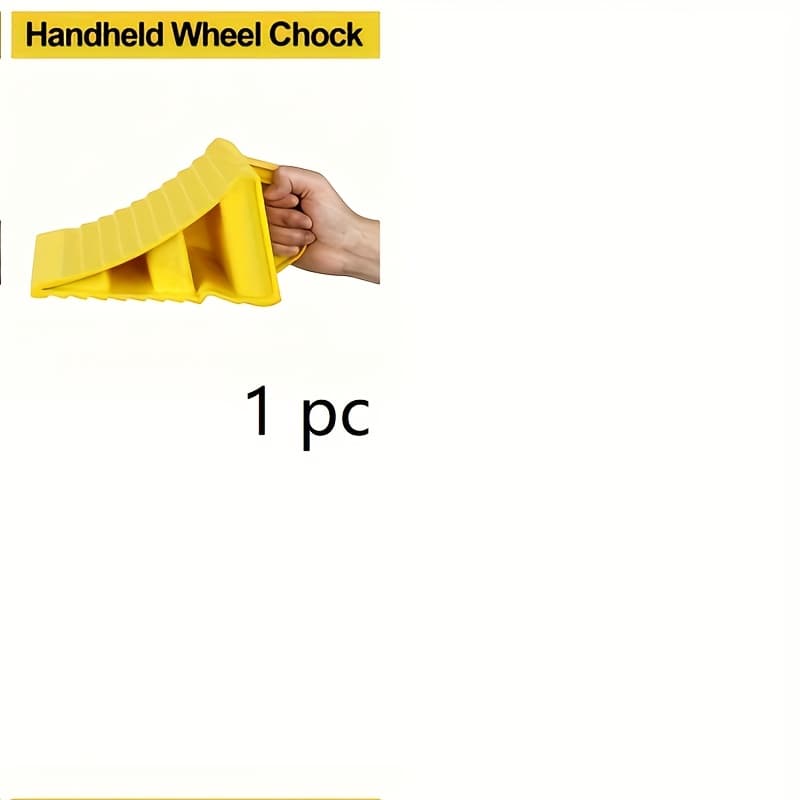 TEMU Heavy-duty Yellow Trailer Anti-slip Wheel Chock With Handle, Easy To Remove Polypropylene Wheel Stop, Suitable For Cars, Campers, Trucks, And Rvs