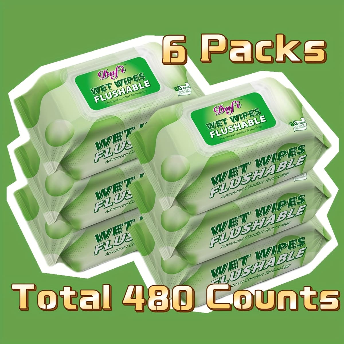TEMU Dafi 720/480/240/80pcs Flushable Wipes For Adult Wet Wipes, Unscented Toilet Wipes Flushable, No Alcohol And Fibers, Septic And Sewer Safe