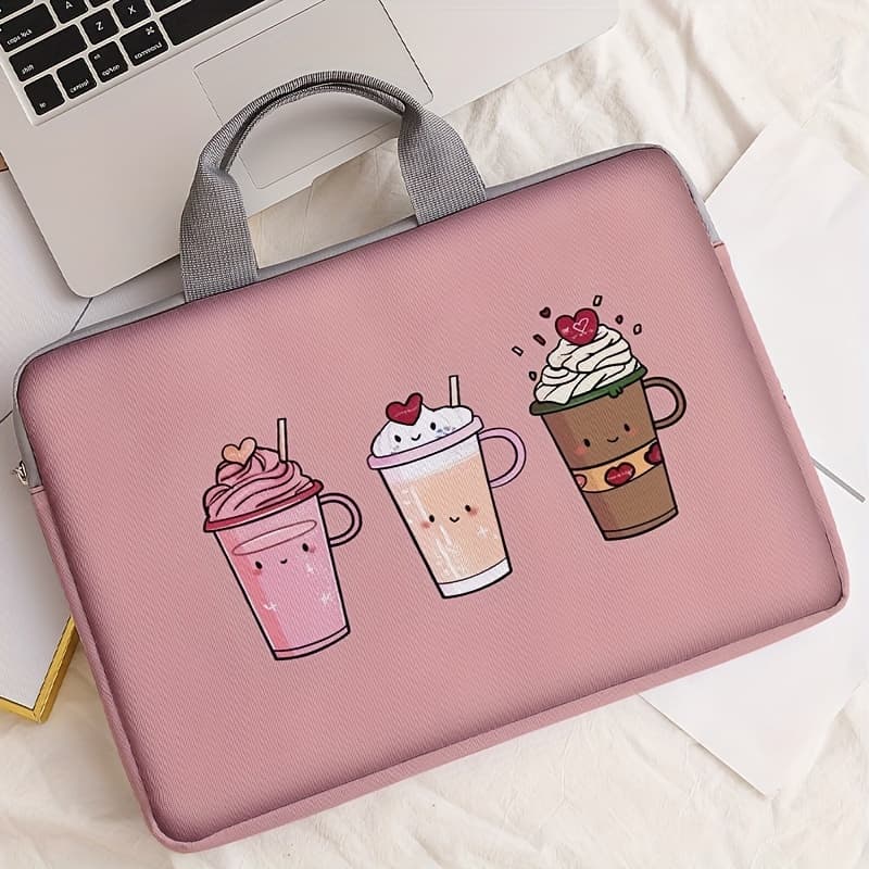 TEMU 2 Styles, Coffee Pattern Printed Laptop Bag, Soft Laptop Fabric Cover Suitable For 14 Inch Laptop Soft Cover, Laptop Cover, Tablet Cover, Laptop Zipper Cover, Fixed Laptop Bag