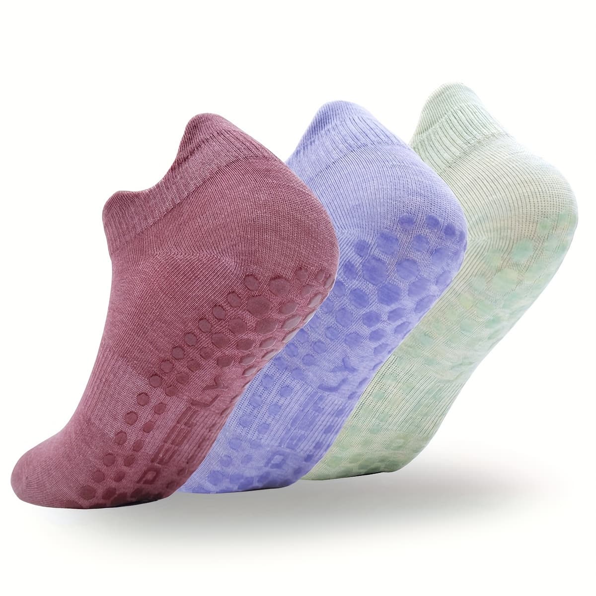 TEMU 3 Pairs Of Women's Yoga Socks, Non-slip, Breathable, Sweat-absorbing, And Moisture-wicking Pilates Socks.