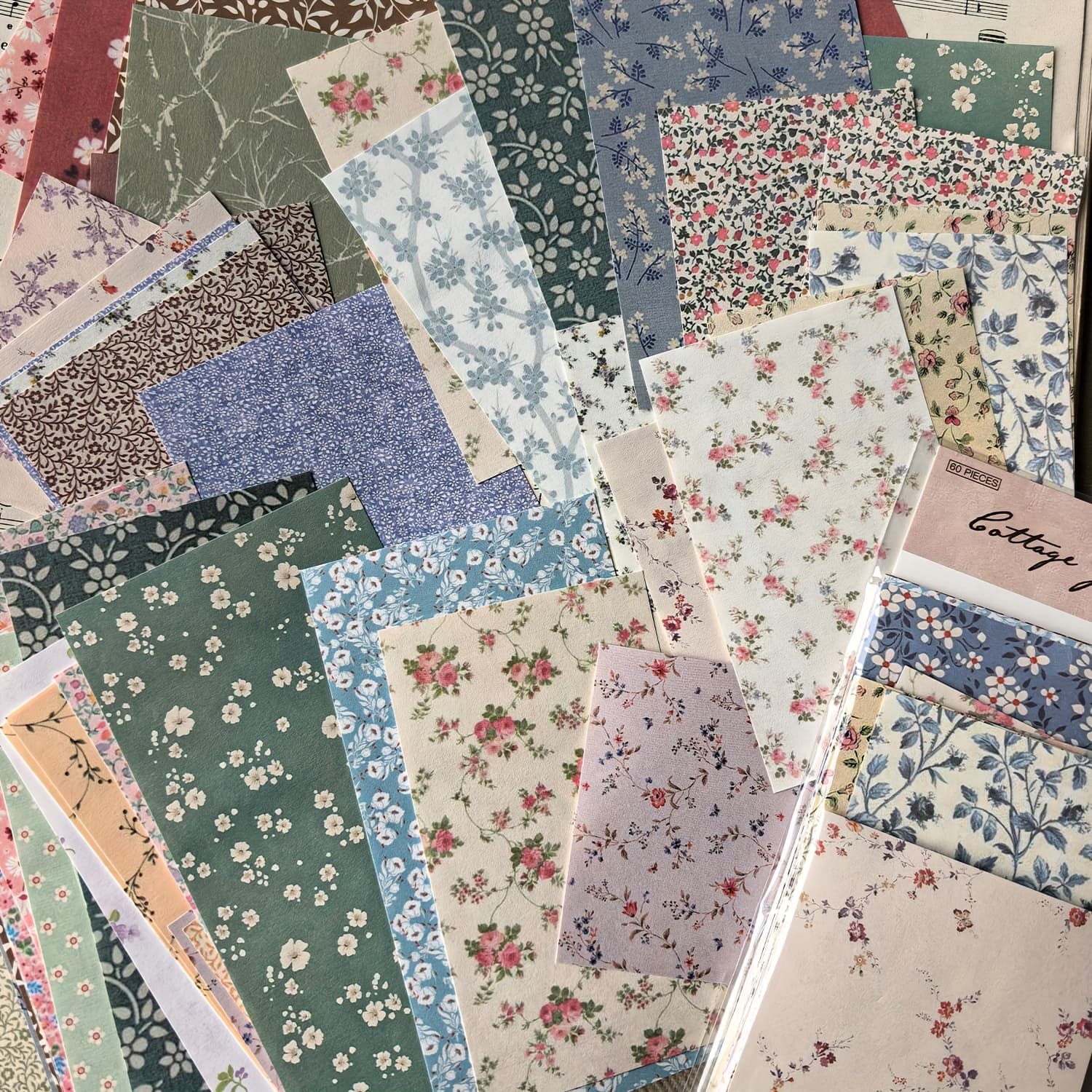 TEMU 1 Pack Of 60 Sheets Vintage Botanical Floral Scrapbooking Diy Decorative Collage Base Paper