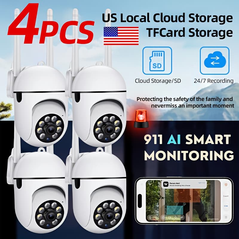 TEMU 1/4pcs Hawkray 2.4/5g Wifi Cameras Security Wireless | Us , 2k Full Hd, Color Night Vision, Audio, Ptz Control, Smart Pir Motion Detection, , Living Room Camera