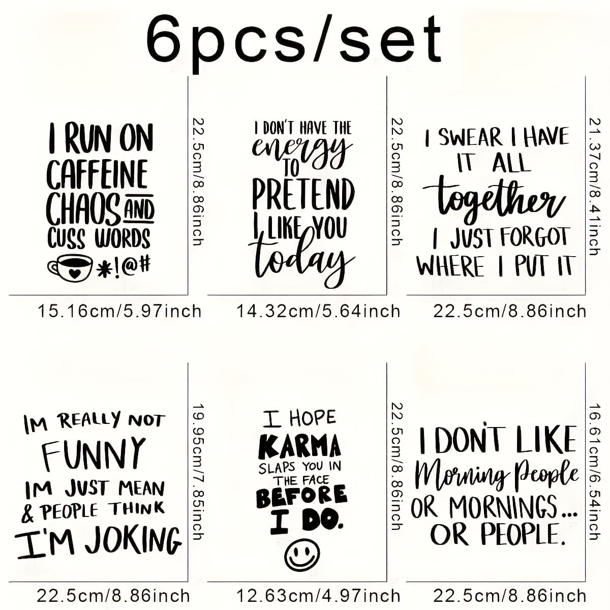 TEMU 6 Dtf Transfer Stickers - Washable And Ready For T-shirts, Masks, Jeans, Backpacks | Arts And Crafts Supplies
