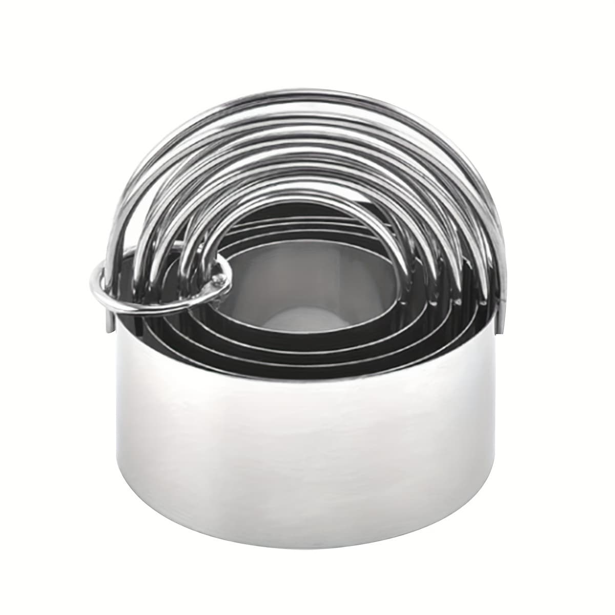 TEMU 5pcs Round Cookie Cutter Set, Stainless Steel Fondant Molds With Loop Handles, Lace Edge Mousse Cutters, Baking Tools