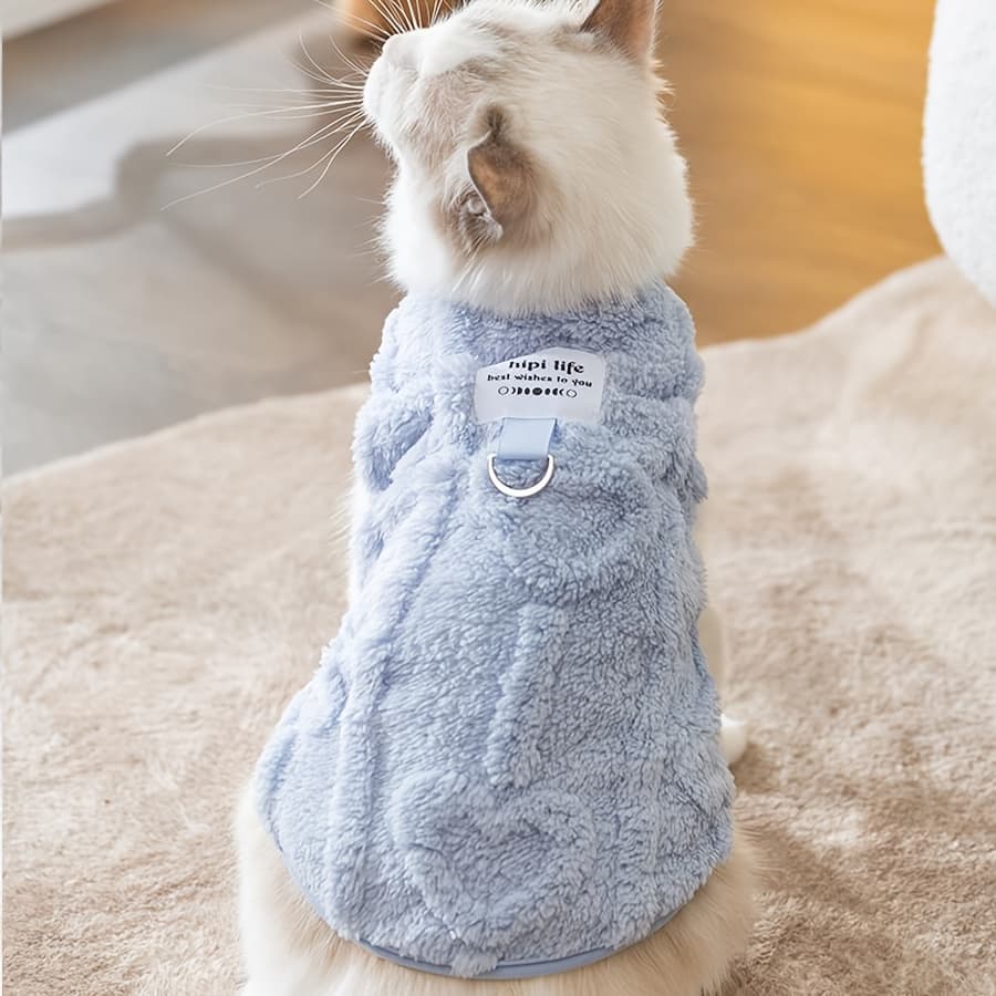 TEMU Autumn And Winter Pet Clothing, Thick And Warm Cat Vest With Traction , Heart Print, Simple And Comfortable