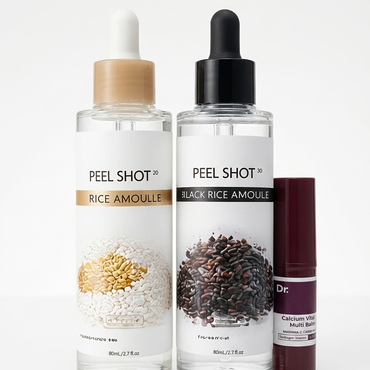 TEMU [dr.] 3pcs Glow Rice Ampoule Duo With White And Extracts, 2-bottle Set (2.5 Oz) Stick. A Gentle, Brightening, And Serum. Suitable For Types