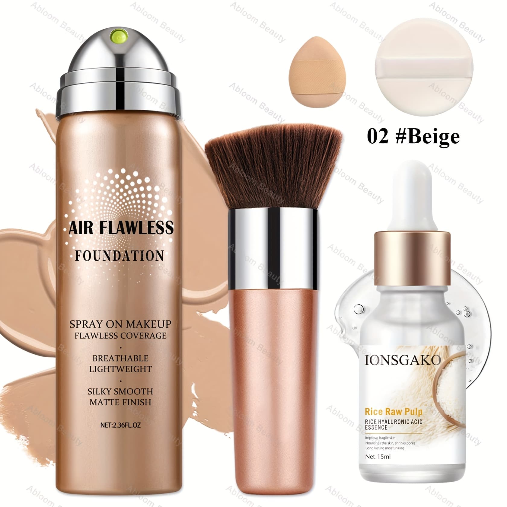 TEMU Magic Minerals Air Flaless Foundation Full Coverage, 8 Color Flawless Setting Spray Foundation For Mature Light Beige, Moisturizing Foundation Makeup For Mist Finish(01 Natural/02beige)
