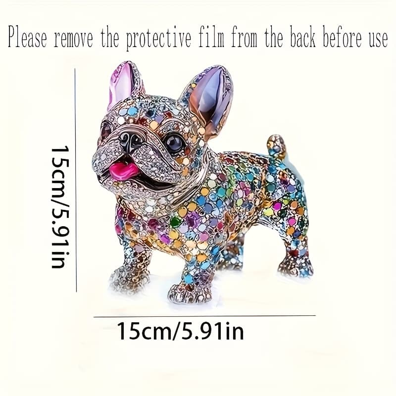 TEMU 2d Flat Shimmering French Bulldog Acrylic - Colorful Crystal-like Hanging Ornament With Pink Bow, Suitable For Home, Office, And Garden | Perfect Gift For Dog Lovers And , Dog Decor, 2d Flat