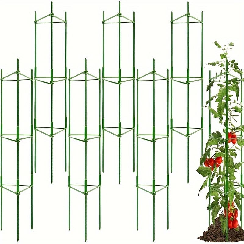 TEMU 6sets Garden Tomato Cages, 48-inch (4 Feet) Adjustable Tomato Cage, Garden Stake , For Growing Garden Beds And Climbing Vegetable Tomato Plant Support (green)