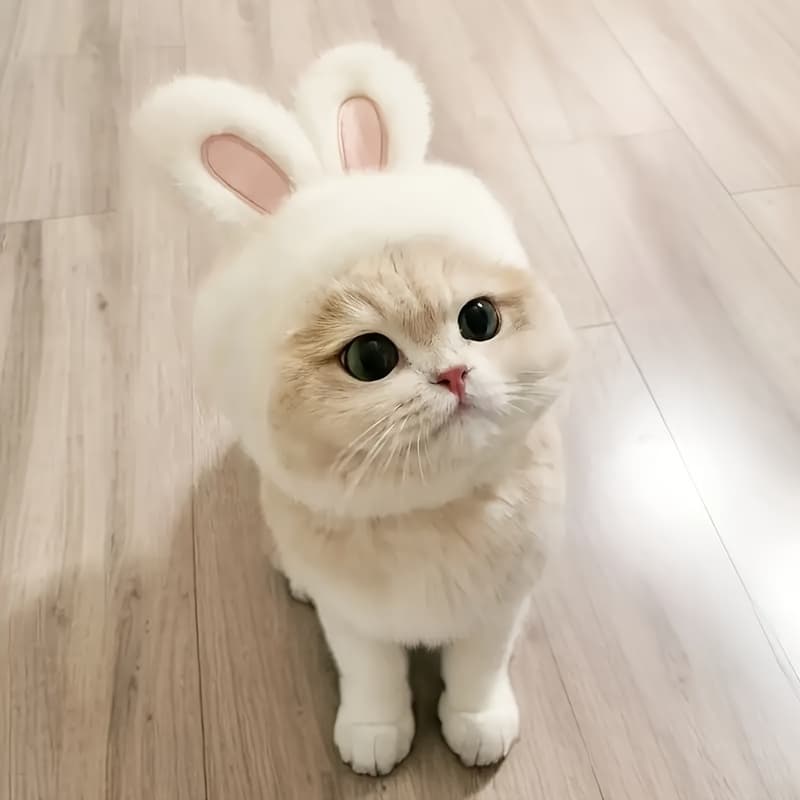 TEMU Hat Plush - Soft Wearable Cat Ears Headpiece With Tape Closure, Suitable For Small/-small/medium//- , Spring Accessory For & Easter Costume (hand Wash Only)