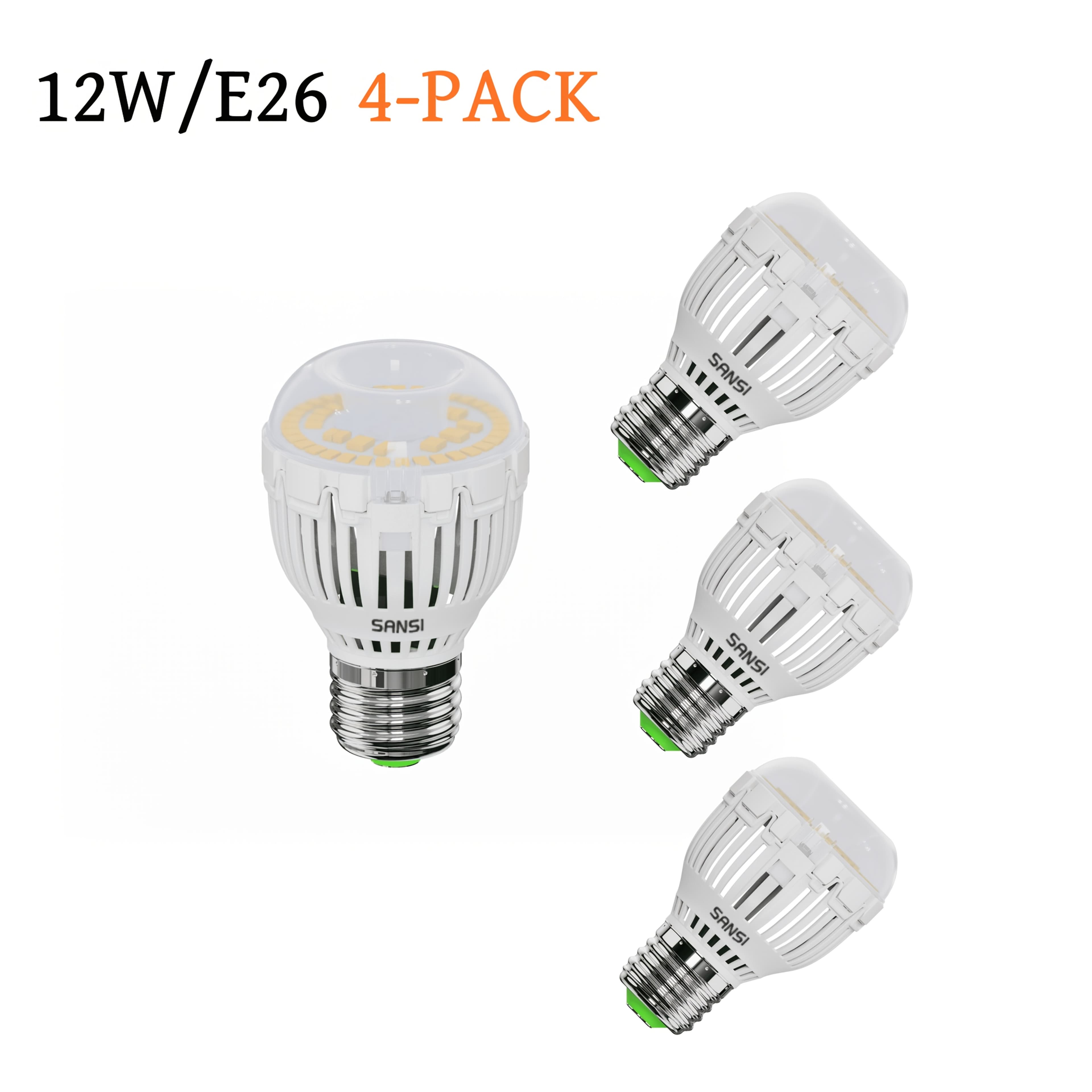 TEMU Sansi 4-pack 100w Equivalent A15 Led Light Bulb, 1600 5000k Daylight White Bulb, 12w Energy Saving 25000 Hours Non-dimmable Led Bulb For Home Lighting
