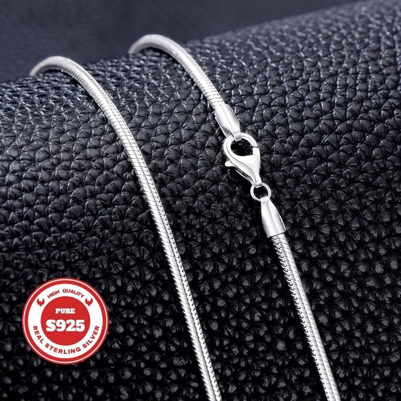 TEMU S925 Silver, Fashion Trend Round Snake Bone Necklace For Men And Women, Suitable For Casual Attire, Suitable For , Wife, Girlfriend, Fashion Gifts, Valentine's Day Gifts, Festivals