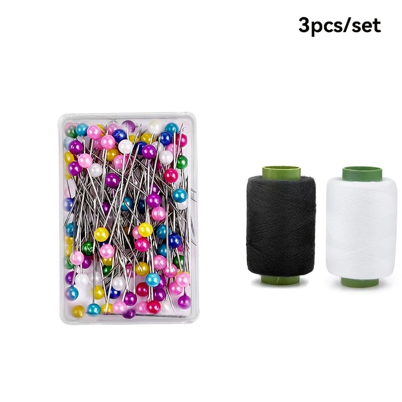 TEMU 1box Pin And 2 Rolls Of Pearl Head Sewing Needle, With Transparent Storage Box And Durable Metal , Suitable For Crafts, Clothing Design And Clothing Projects, Sewing Additions